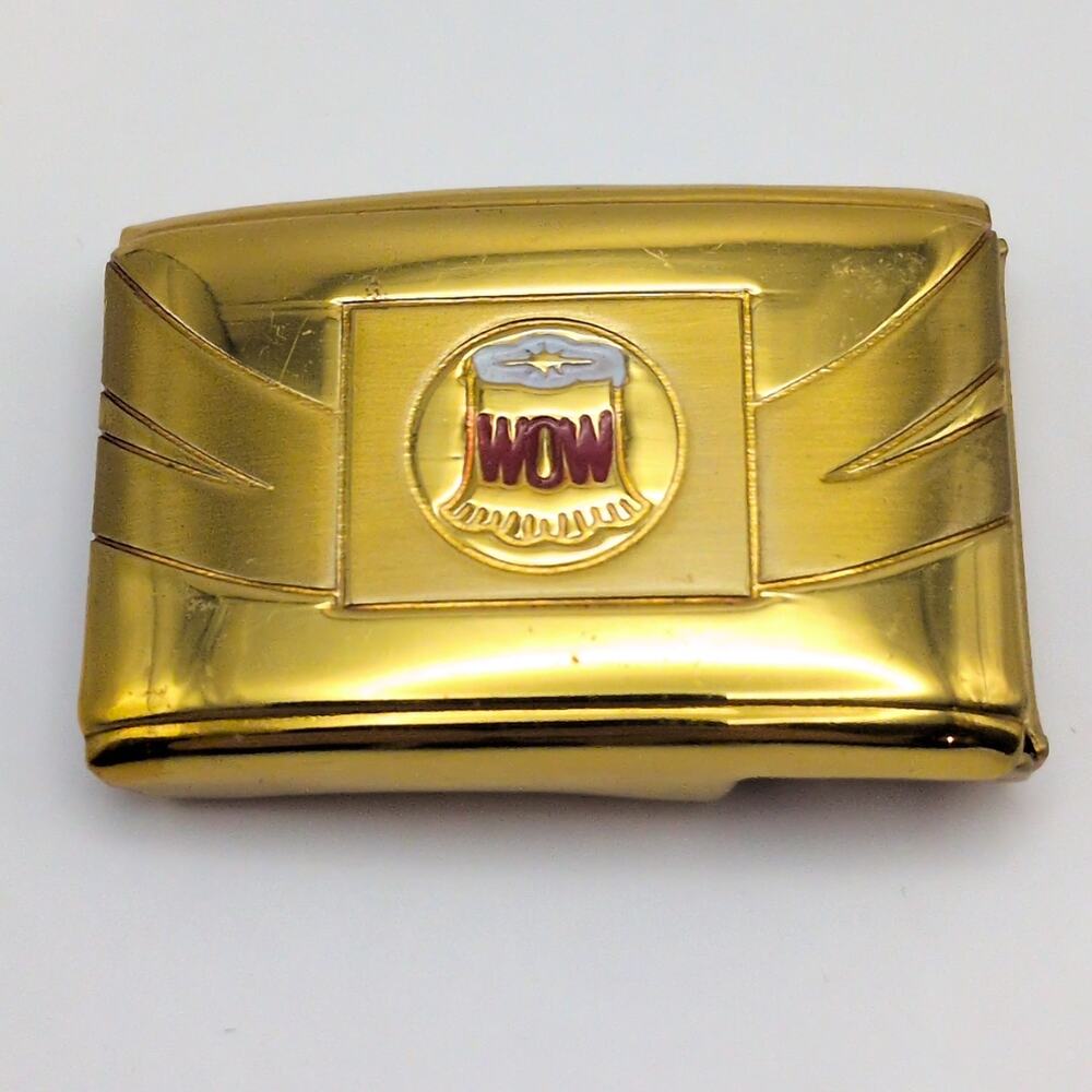 Vintage Woodmen of the World Fraternal Society Gold Tone Belt Buckle Giant Grip